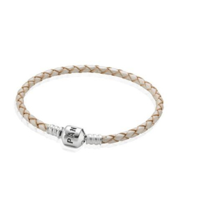 Lderarmbnd, Enkelt, Flettet - HVID