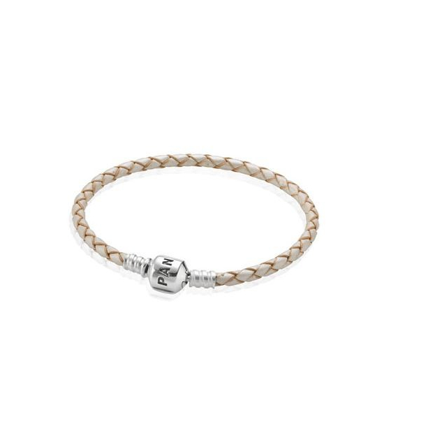 Lderarmbnd, Enkelt, Flettet - HVID