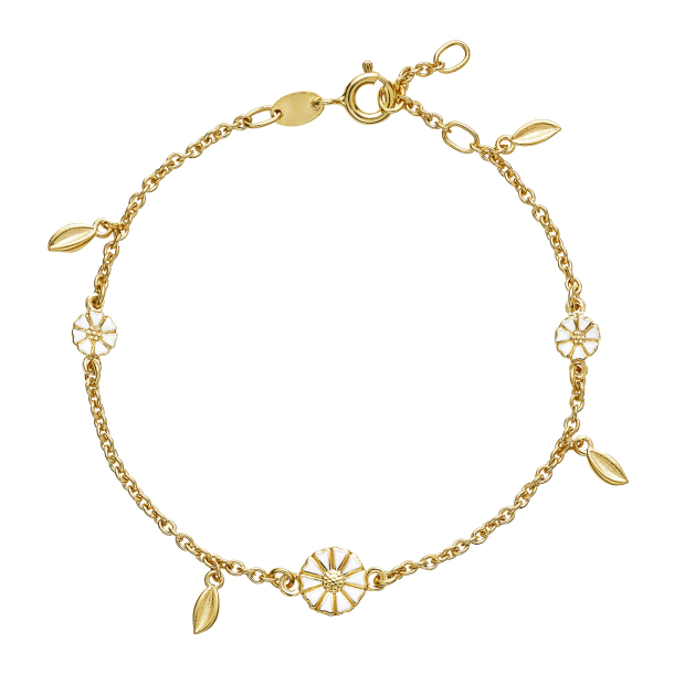 MARGUERIT ARMBND 4 BLADEFORGYLDT HVID EMALJE