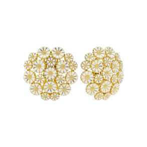 Marguerit clips mix med  hvid emalje forgyldt