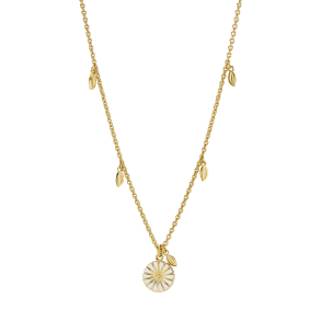 MARGUERIT COLLIER 11 MM MED BLADE 24 KT FORGYLDT HVID EMALJE 