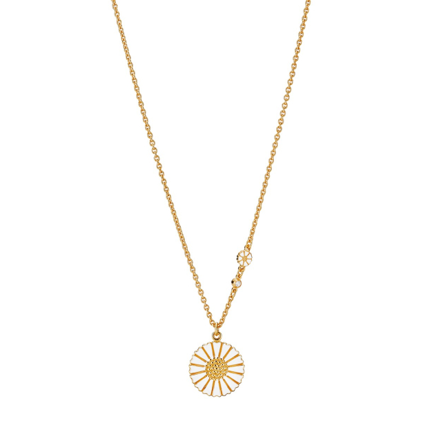 MARGUERIT COLLIER 1X5 + 1X18MM 1 ZIRKONIA 24 KT FORG. HVID EMALJE