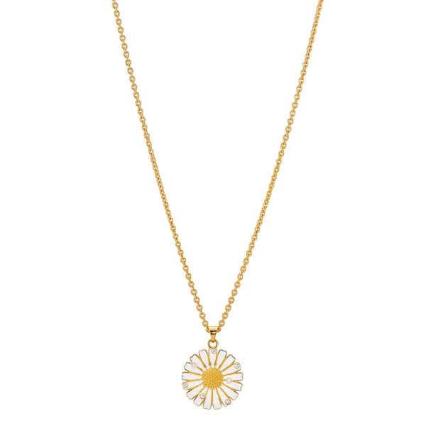 MARGUERIT COLLIER 20MM MED  ZIRKONIA FORGYLDT HVID EMALJE