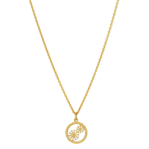 MARGUERIT COLLIER 7,5+5MM I SNOET RING 15MM FORGYLDT HVID EMALJE 