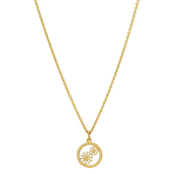 MARGUERIT COLLIER 7,5+5MM I SNOET RING 15MM FORGYLDT HVID EMALJE 