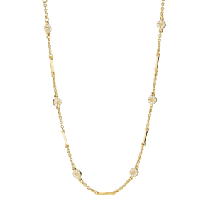 MARGUERIT COLLIER 9X5 MM MED PIND 24KT FORGYLDT HVID EMALJE