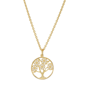 MARGUERIT COLLIER I LIVETSTR� FORGYLDT HVID EMALJE