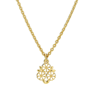 MARGUERIT COLLIER MED BLAD FORGYLDT HVID EMAJLE