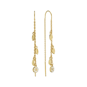 MARGUERIT �REH�NGER MED BLADE FORGYLDT HVID EMALJE