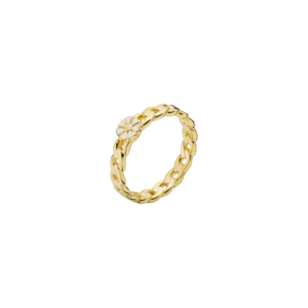 MARGUERIT PANSER RING FORGYLDT HVID EMALJE 