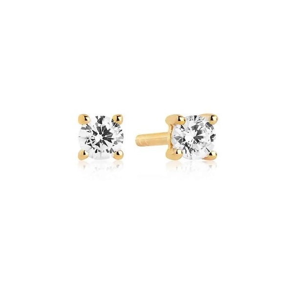 reringe 3mm Princess piccolo - 18 kt. Forgyldt med hvide zirkoner