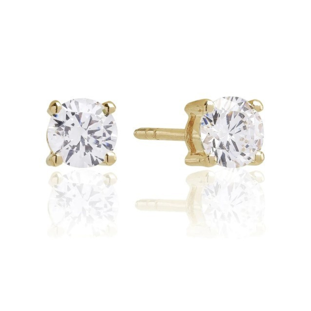 reringe 5mm Princess round - 18 kt. Forgyldt med hvide zirkoner