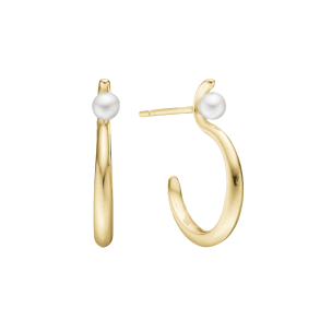 �reringe med perle i forgyldt s�lv