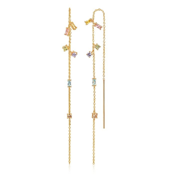 reringe Princess chain - 18 kt. Forgyldt med multifarvede zirkoner