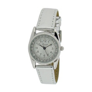 Pige ur - Hvid rem og sten