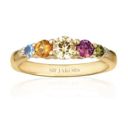 Ring Belluno - 18 karat forgyldt, med multifarvede zirkoner