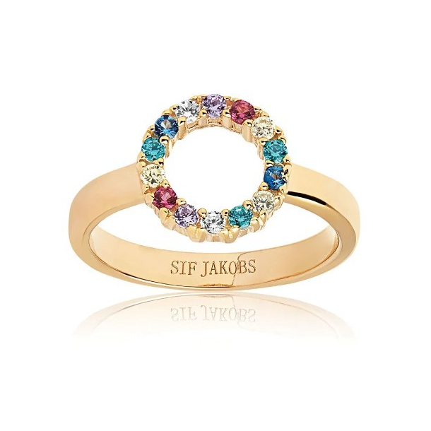 Ring Biella Piccolo - 18 kt. Forgyldt med multifarvede zirkoner