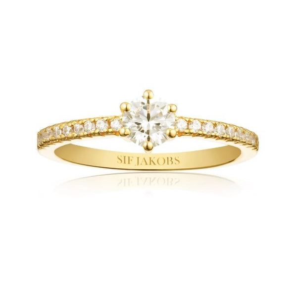 Ring Ellera Uno Grande - 18 kt. Forgyldt med hvide zirconia