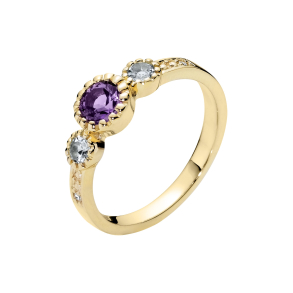 8 kt. RING MED TOPAZ og diamant 