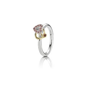 Ring, sterlingslv m/ 14 kt guld, rhodolit, pink zirkonia