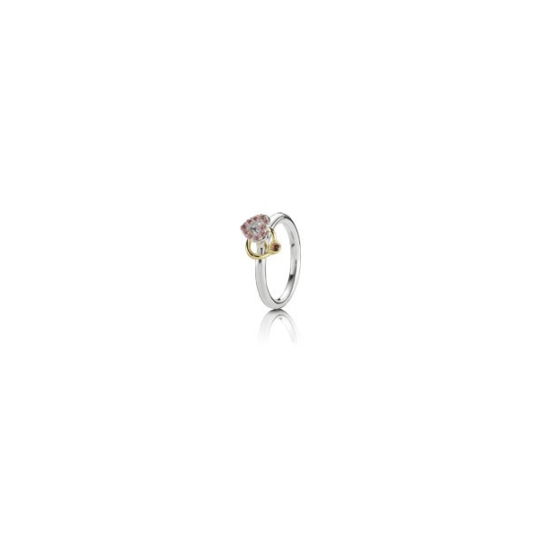 Ring, sterlingslv m/ 14 kt guld, rhodolit, pink zirkonia