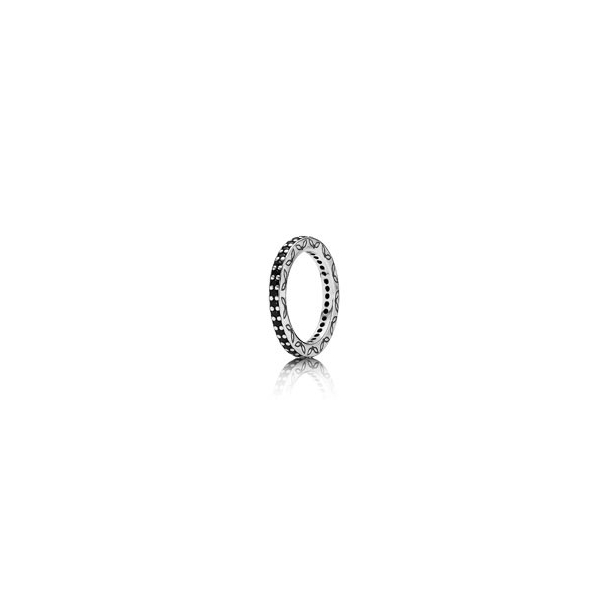 Ring, sterlingslv, sort krystal