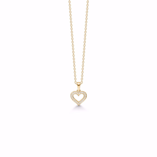 Rdgulds hjerte med 0,07 ct. brillant - 14 kt. rdguld