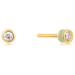 Sage Enamel Gold Stud - Forgyldt �restik