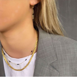 Seville forgyldt halskde med sorte sten