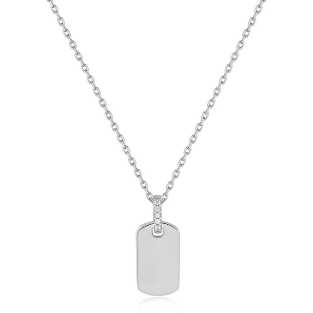Silver Glam Tag Pendant - Slv Halskde