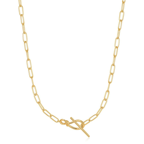 Gold Knot T Bar Chain - Forgyldt Halskde