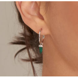 Silver Malachite Point Pendant Small Hoop - Creol