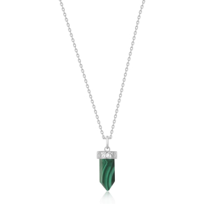 Silver Malachite Point Pendant - S�lv Halsk�de
