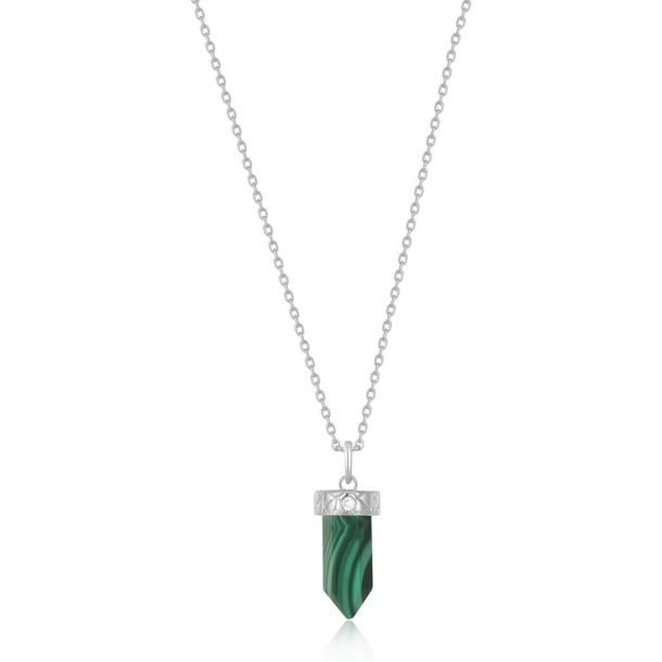 Silver Malachite Point Pendant - Slv Halskde