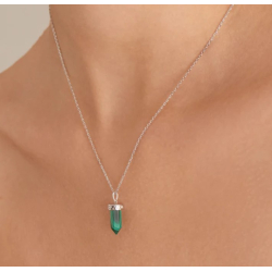 Silver Malachite Point Pendant - S�lv Halsk�de