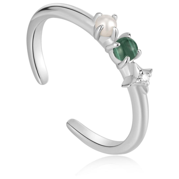 Silver Malachite Star Adjustable Ring - Slv Ring