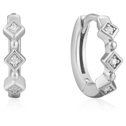 Silver Sparkle Huggie Hoops - S�lv Creol