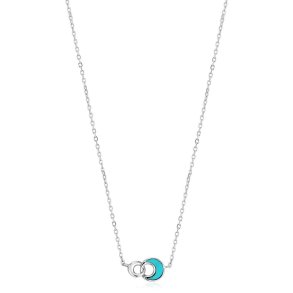 Silver Tidal Turkis Halvm�ne - S�lv Halsk�de