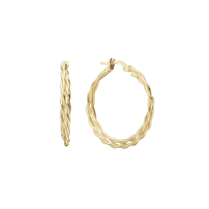 Snoet dobbelt creol i forgyldt s�lv 28 mm