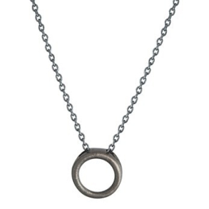 CIRKEL SORT RODINERET S�LV HALSK�DE