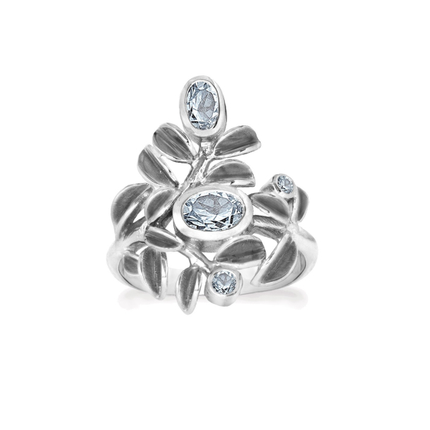 Slv ring - Glowing Leaves