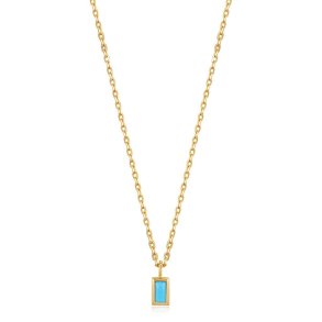 Turkis Drop Pendant - Forgyldt Halsk�de