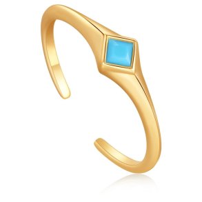 Turkis Mini Signet - Forgyldt Ring