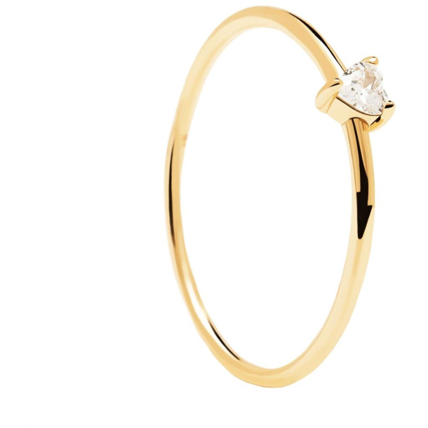 WHITE HEART RING - Forgyldt Ring